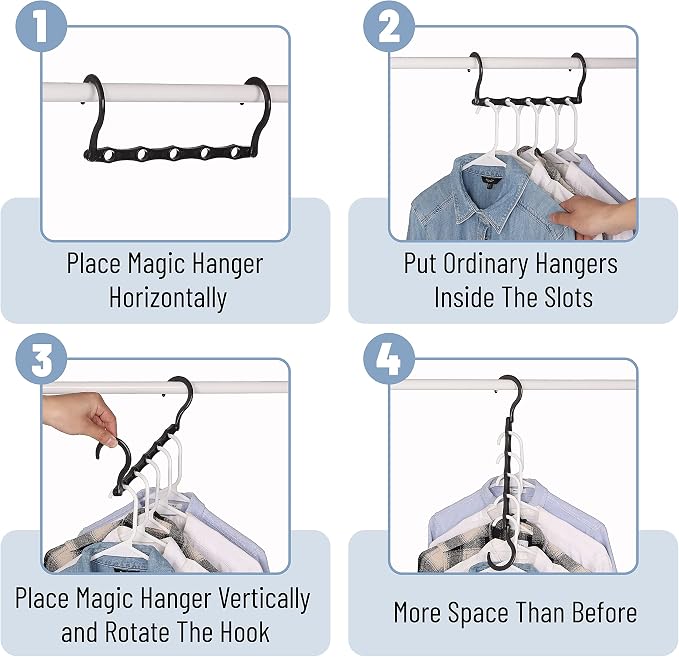 Mr. Pen- Space Saving Hangers, 8 pcs, 360° Rotating Hooks | Magic Cascading Hanger Organizer with 5 Enclosed Slots, Closet Organizers and Storage for Clothes