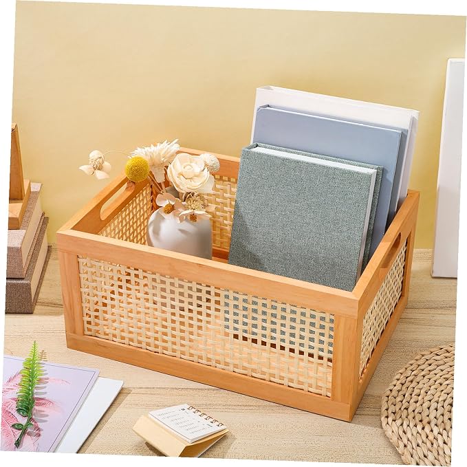 Handmade Woven Storage Basket Capacity Decorative Box for Organizing Sundries for Kitchen Living Office and More