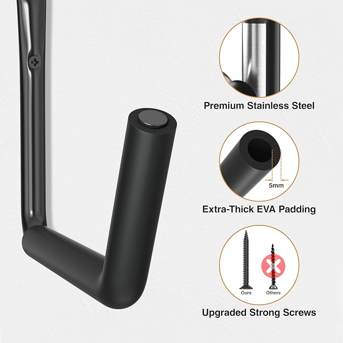 niffgaff Heavy Duty Garage Storage Hooks - 120 LB Capacity Wall Mounted Rack for Kayaks, Ladders, and Bikes