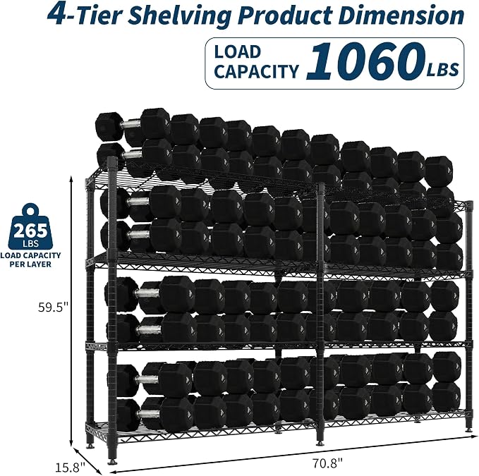 Garvee 70.8" W Storage Shelves Metal Shelving Unit Heavy Duty for Pantry