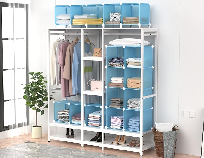 HOMIDEC Closet Organizers and Storage, 12 Cube Storage Organizer, Blue | Portable Closet Shelves Clothing Storage Closet Organization for Kids, Closet, Bedroom, Bathroom, Office