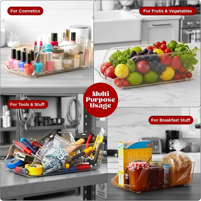 Utopia Kitchen Soda Can Organizer for Refrigerator & Pantry, 4 Pack, Clear | Durable Can Storage Organizer for Fridge & Kitchen Organization