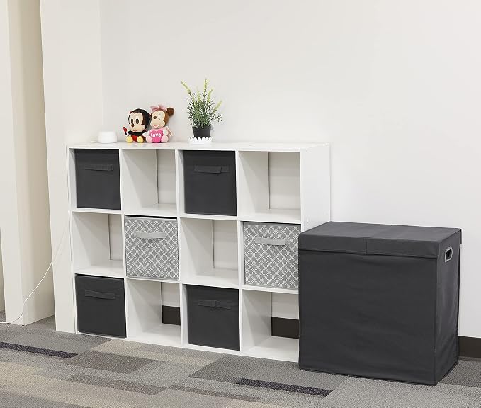 Simple Houseware 11-Inch Foldable Cube Storage Bins, Geometric Gray, 6-Pack | Lightweight & Durable Structure Fabric Cubes Organizer for Closet or Shelves