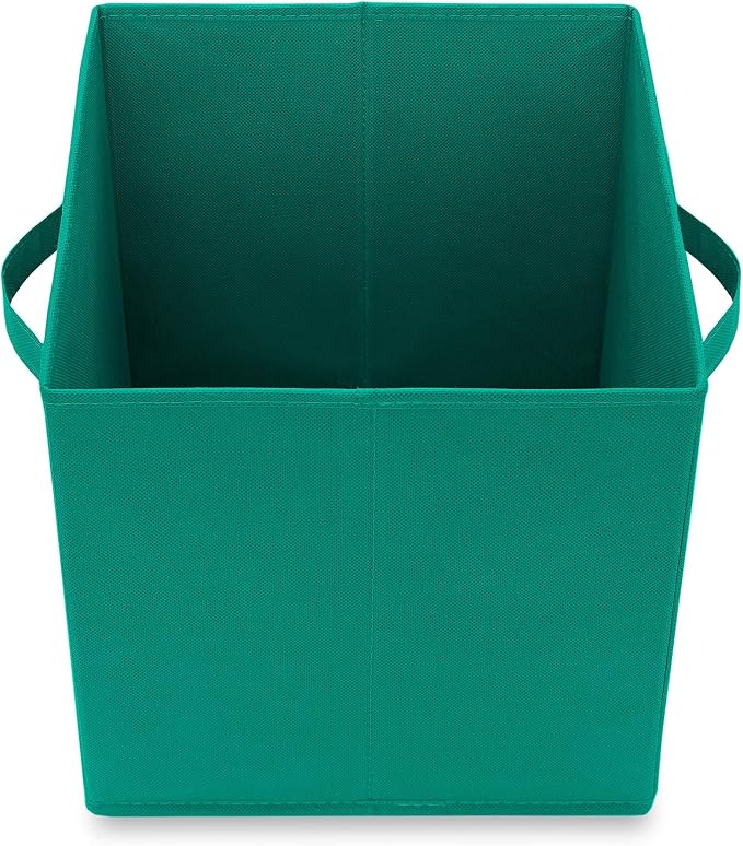 Casafield Set of 6 Collapsible Fabric Cube Storage Bins, Teal - 11" Foldable Cloth Baskets for Shelves, Cubby Organizers & More