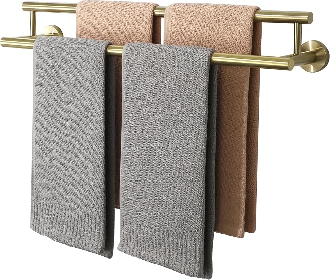 Alise Double Towel Bar Glod,24" Towel Rack for Bathroom Wall Mounted | Bathroom Towel Rack SUS304 Stainless Steel Bathroom Towel Holder Quick Drying Hand Towel Holder Towel Bar for Walls
