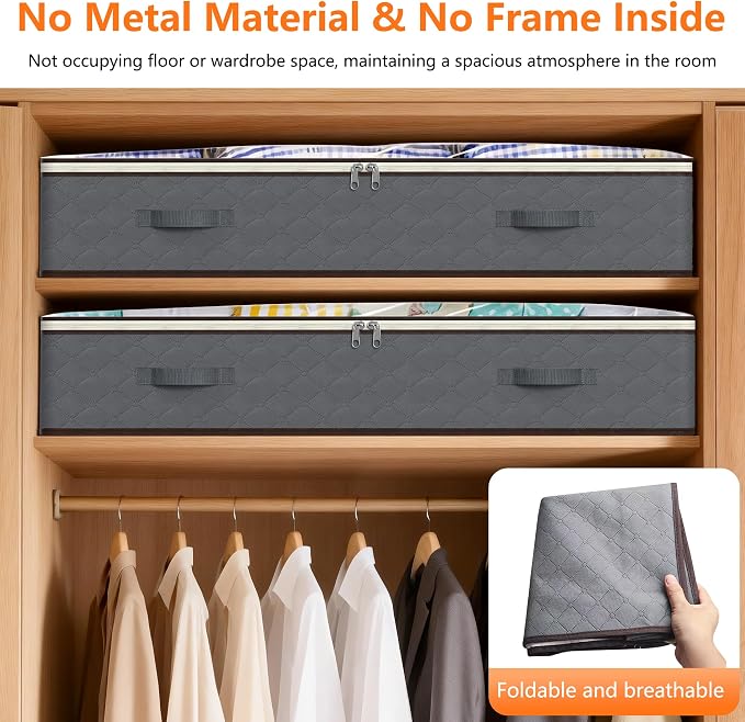90L Under Bed Storage Containers,4-Pack Closet Organizer Storage Bins,Black | for Organization and Storage Clothes, Shoes, Blankets & Pillows,Visible Transparent Top Storage Bins with Lids