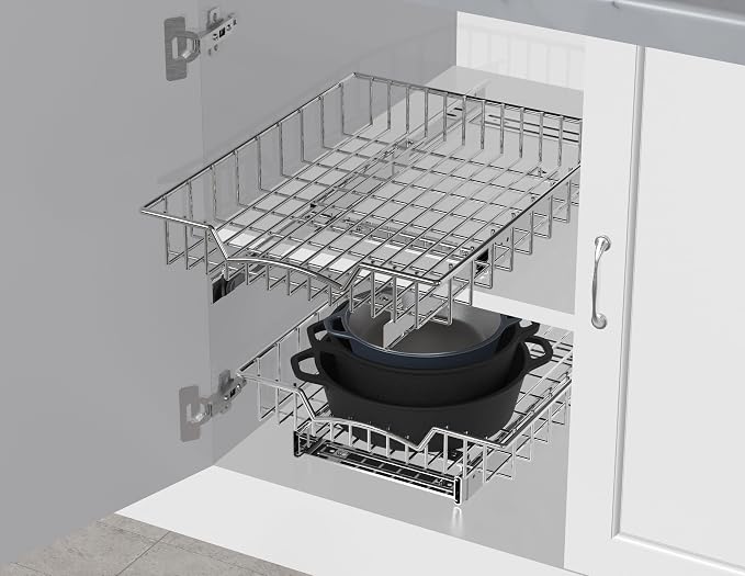 Simple Houseware Under Cabinet Pull Out Sliding Shelf Drawer, 17Dx13W | for Kitchen Organizer