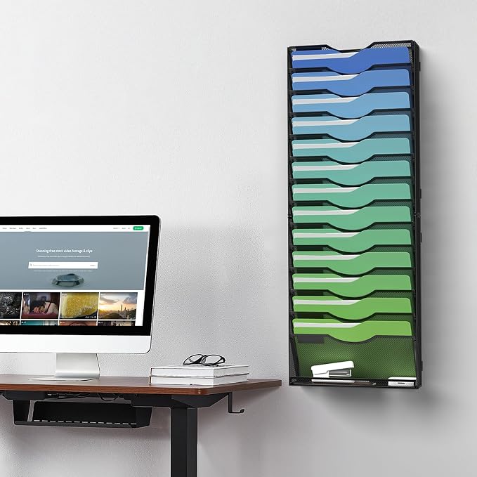 Kuntine.B Wall File Organizer Office Hanging Magazine Holder Wall File Organizer for Office Home