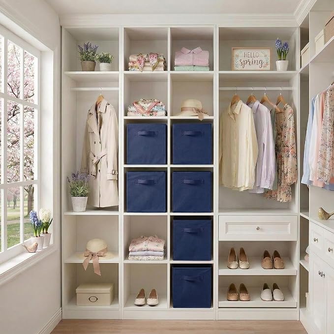 ShellKingdom Storage Bins, Foldable Fabric Storage Cube And Cloth Organizer | Storage Drawer For Closet And Toys, 13 X 13 X 13 INCH, 2 Pack (Dark Blue)