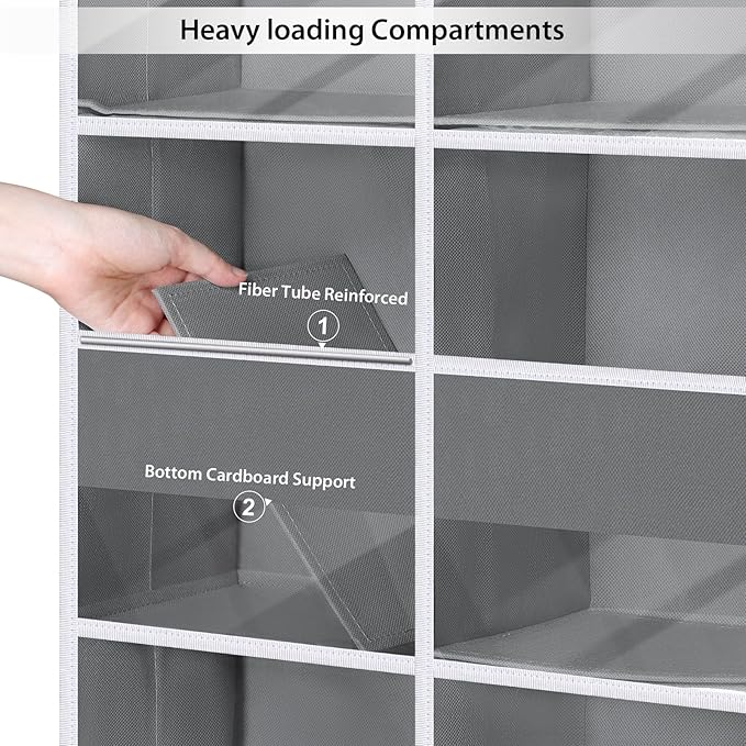 Univivi Upgraded Over the Door Organizer for Baby Nursery, Grey, 6-Shelf | Fabric Door Organizer with Clear Window Deep Pockets, Over Door Hanging Organizer for Baby Essential, Bedroom, and Dorm