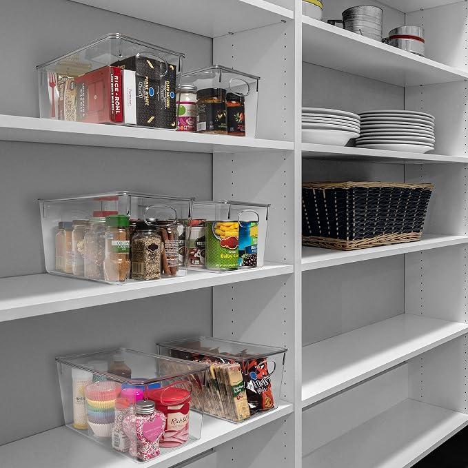 CLEARSPACE Plastic Storage Bins With lids – Perfect Kitchen Fridge Organizer, Pantry Organization, Cabinet Organizers (8 Pack)