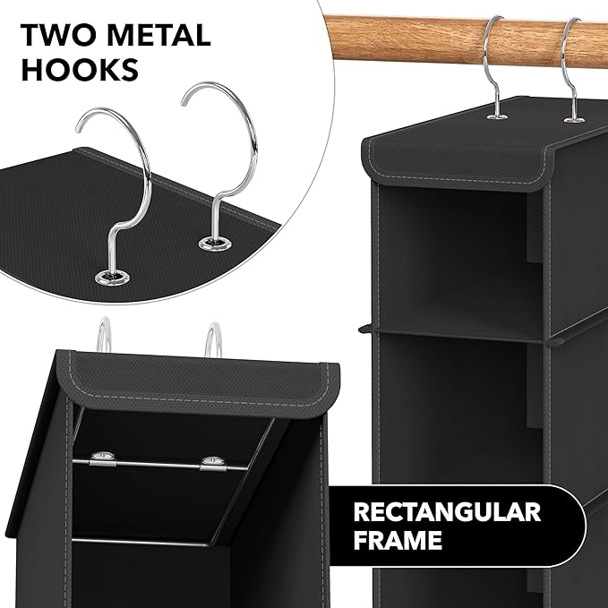 Simple Houseware 2 Pack 10 Shelves Hanging Shoe Organizer, Black | Dual Metal Hooks, Holds Up to 20 lbs, for Narrow Space
