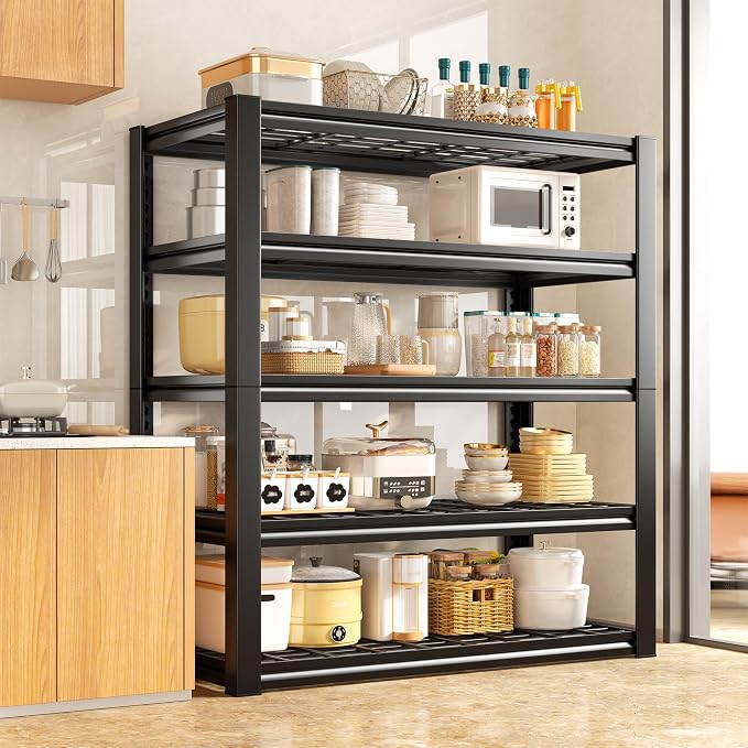 REIBII 72" H Garage Shelving 3200 LBS Capacity Adjustable Storage Shelves | Ventilation Mesh Panel, Heavy Duty Commercial Use, Metal Shelving for Basements, Pantries, Warehouses, 36" W x 16" D x 72" H