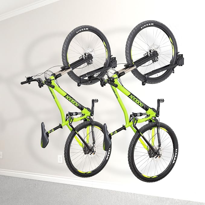CyclingDeal Swivel Bike Wall Mount Rack - Vertical Adjustable Foldable Bicycle Parking Rack with Wheel Holder - for 20"-29" MTB 700C Road Bikes Home Garage Storage