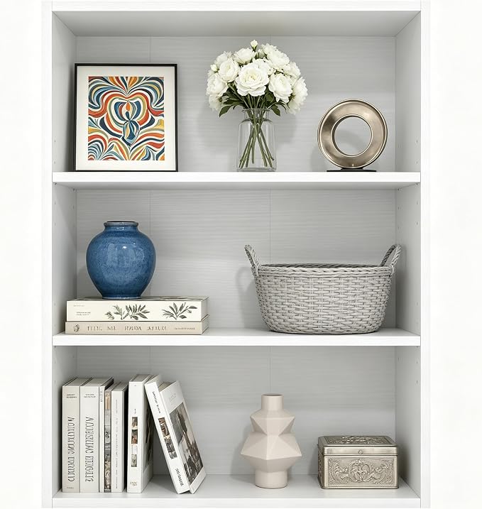 HealSmart 3 Tier Bookcase, Industrial 3 Book Shelf, 9.2" D x 23.8" W x 31.5" H Tall Open Cube Storage Organizer for Home Office, Living Room, Bedroom and Dinning Room, White