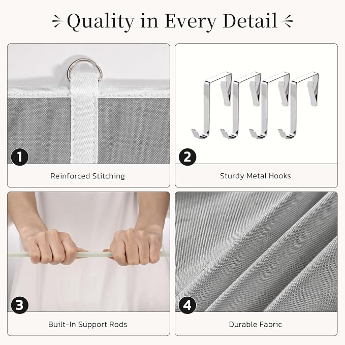 Over the Door Shoe Organizer, 20-30 Pairs Heavy-Duty Hanging Shoe Storage with Large Pockets, 10-Tier Door Shoe Rack with 4 Hooks for Sneakers Sandals Heels Boots (Gray)