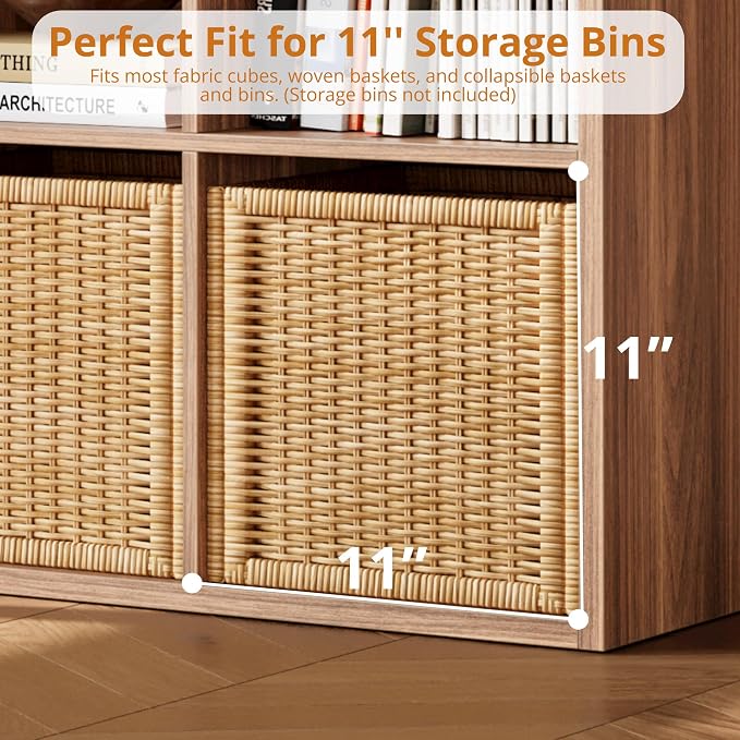 IRONCK 8-Cube Storage Organizer, Reversible Cube Bookshelf, Oak Brown | 8-cube reversible shelf organizer. Bookshelf or TV stand. Extra-thick frame, FSC certified. Anti-tip.