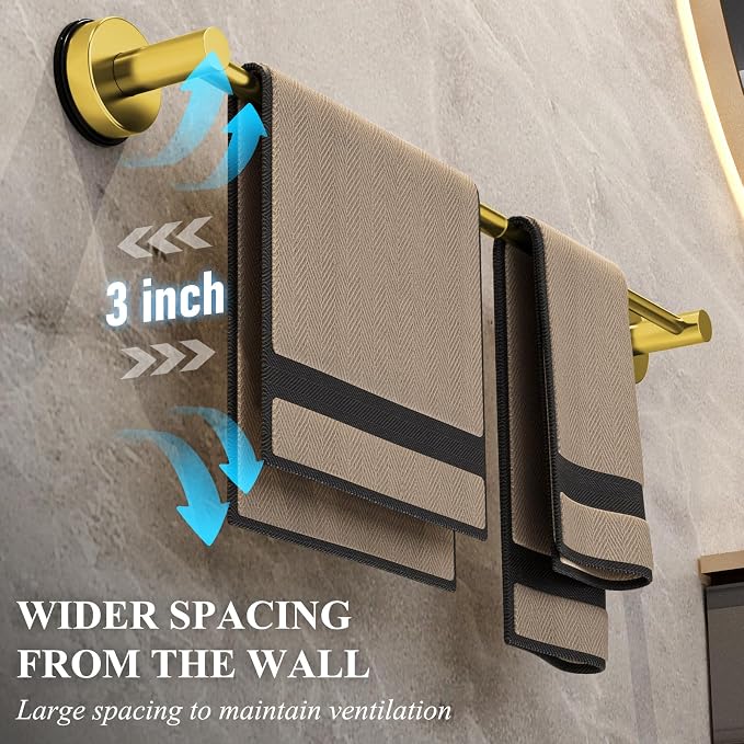 Towel Bar for Bathroom Wall,Adjustable 12~21 Inch Towel Racks for Bathroom Wall Mounted, Towel Holder for Glass Shower Door,Bathroom Accessories,Apparment Essentials,Home Decor-Gold