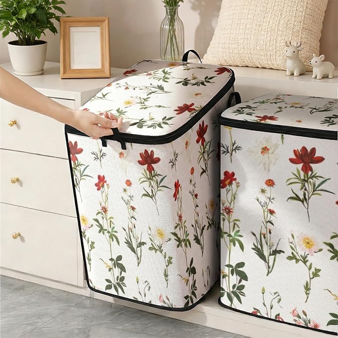2pcs blanket storage bag for under bed,closet organizers 95L | clothing sweater sheet bedding comforter duvet quilt pillow toy storage bags with lids,dorm room essentials for containers