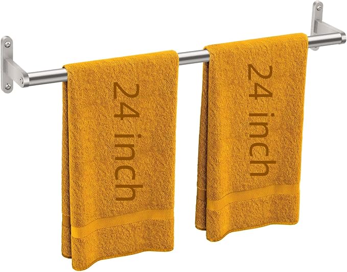KLJKPA Towel Bar for Bathroom, 24 Inch Wall Towel Rack, Brushed Nickel | Heavy Duty Single Towel Rod, Space-Saving Hand Towel Holder, Toilet Kitchen Towel Storage, Rustproof, Stainless Steel