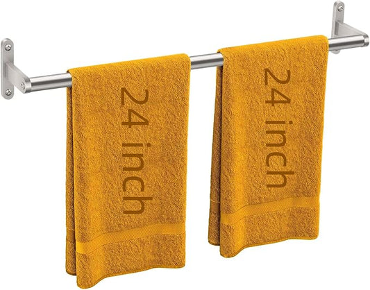 KLJKPA Towel Bar for Bathroom, 24 Inch Wall Towel Rack, Brushed Nickel | Heavy Duty Single Towel Rod, Space-Saving Hand Towel Holder, Toilet Kitchen Towel Storage, Rustproof, Stainless Steel
