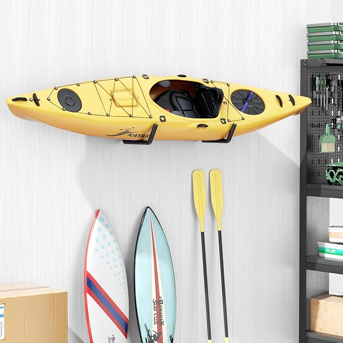niffgaff Heavy Duty Garage Storage Hooks - 120 LB Capacity Wall Mounted Rack for Kayaks, Ladders, and Bikes