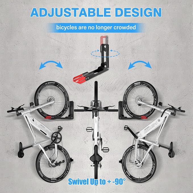 IMAYCC Swivel Bike Wall Mount, No Lift Bike Rack, Holds Up to 88 lbs, Black, 26"D x 5.3"W x 5.3"H