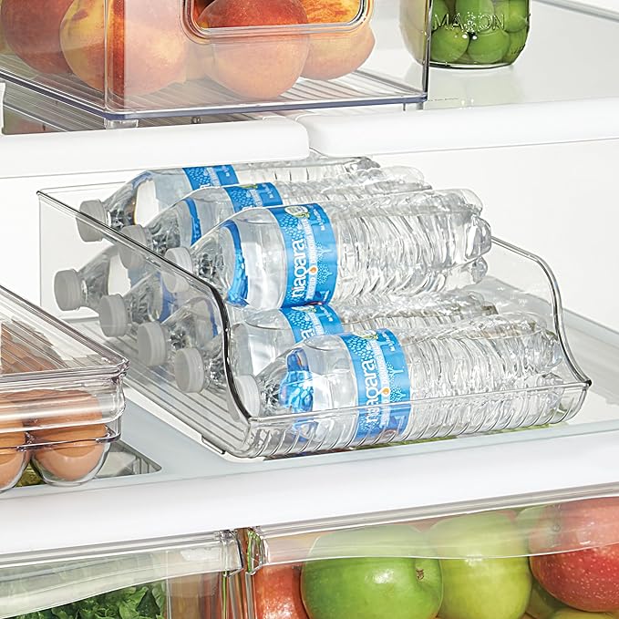 iDesign Plastic Water Bottle Organizer, Clear, 2-Pack | For Fridge, Bottle Holder, For Kitchen and Pantry