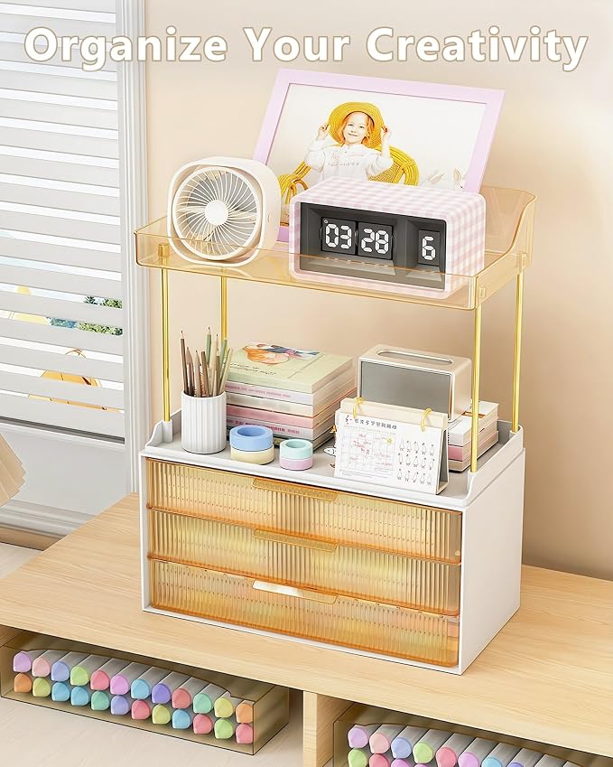 Anylady Bathroom Organizers and Storage, Makeup Organizer (Sturdy Durable Attractive), Ideal for Vanity, Countertop, Counter, Perfume, Skincare, Cabinet, Cosmetic, Dresser Organizer (Gold)