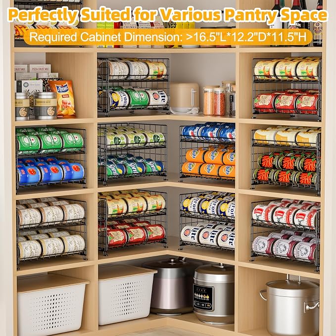 2-Pack Stackable Rack Organizer, Storage for Kitchen Pantry Cabinet, Holders for Food, Multifunctional Dispenser for Snacks Soda