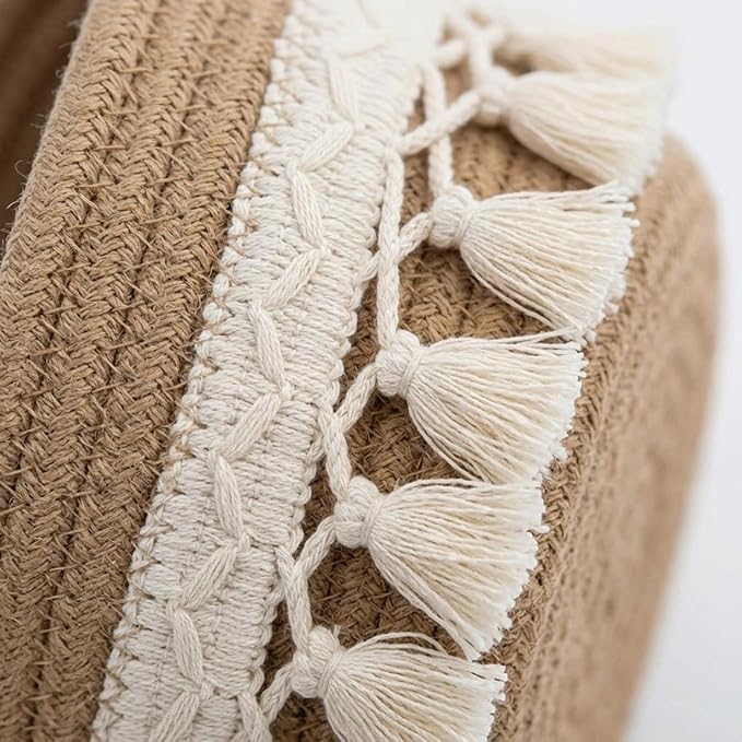 predolo Sundries Storage Basket Rope Handwoven Decorative Organizer Multipurpose Basket Suitable for Living Room Bedside Table Pantry, S 15cmx15cmx8cm