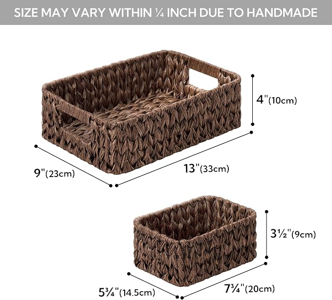 Granny Says Small Wicker Baskets For Shelves, Wicker Baskets For Storage | Small Woven Storage Baskets for Shelf, Rattan Basket For Organizing, Wicker Basket Set, 3-Pack Small Waterproof Baskets