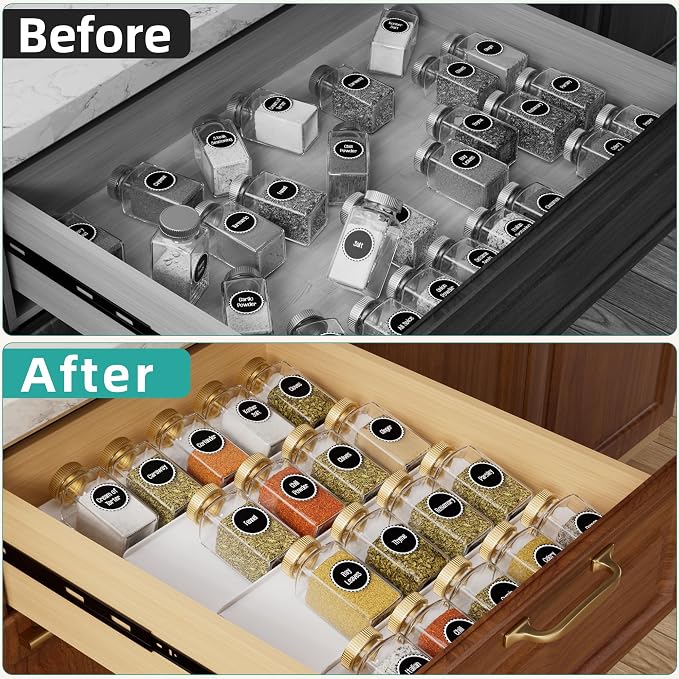 MIUKAA White Acrylic Spice Drawer Organizer, 4 Tier Seasoning Jars Drawers Insert, Kitchen Spice Rack Tray for Drawer/Countertop (Jars not included)