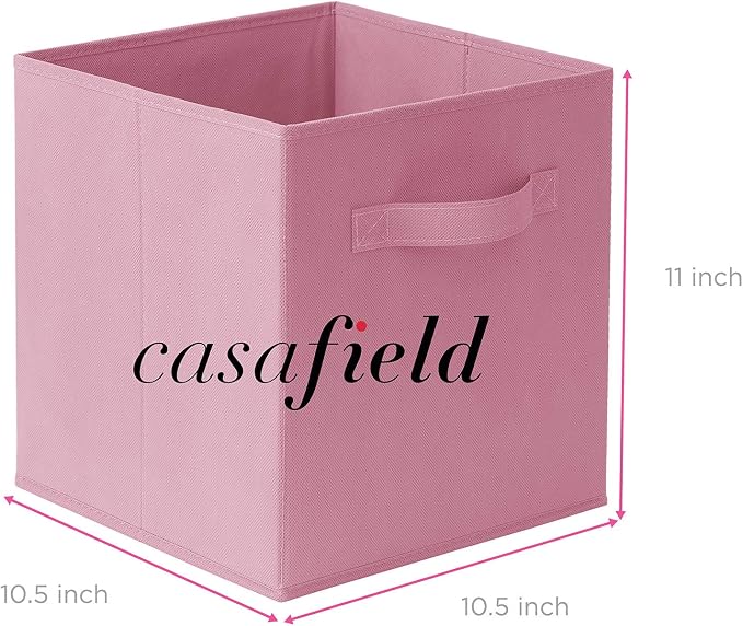 Casafield Set of 6 Collapsible Fabric Cube Storage Bins, Light Pink - 11" Foldable Cloth Baskets for Shelves, Cubby Organizers & More