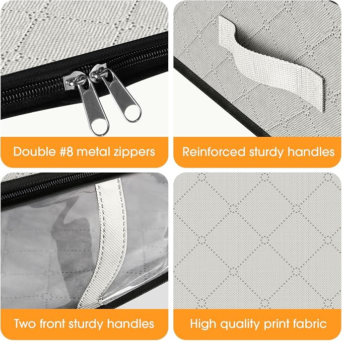 StorageRight Under Bed Storage Bags, 2 Pack, 40L, White | Breathable Non-Woven Fabric with a Clear Window and Zippered Top for Clothes, Comforters, Blankets and Seasonal Storage