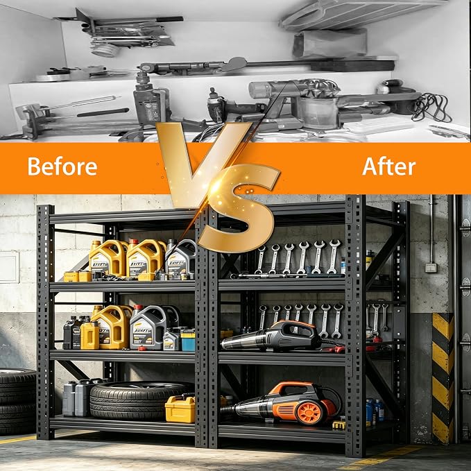 Garage Storage Shelves,73" H*48" W*22.4" D Heavy Duty | 4-Tier Metal Shelving Unit with Adjustable Shelves Industrial Garage Shelving for Garage Organization & Warehouse Storage