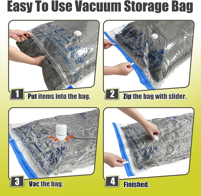 HIBAG Vacuum Storage Bags with Electric Pump, Vacuum Seal Bags for Clothing, Pillows, Blanket Bedding Comforters, 10 pack Large
