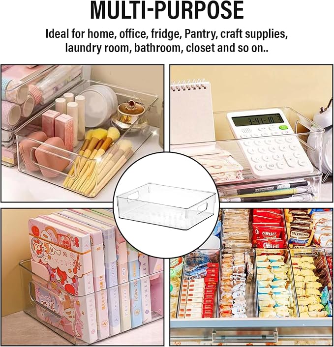 Clear Plastic Storage Bins, Pantry Organizers and Storage, Kitchen Organization and Storage Containers Bins for Organizing, Fridge, Freezer, Bathroom, Pantries, Medicine Cabinet Organizer Bin