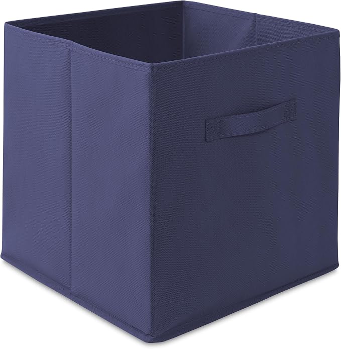 Casafield Set of 6 Collapsible Fabric Cube Storage Bins, Navy Blue - 13" Foldable Cloth Baskets for Shelves, Cubby Organizers & More