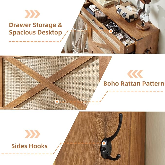 LEYAOYAO Shoe Cabinet Storage for Entryway with 2 Flip Drawers Rack Narrow Organizer Slim Hidden Wood Shoe Cabinet Furniture Tea Brown