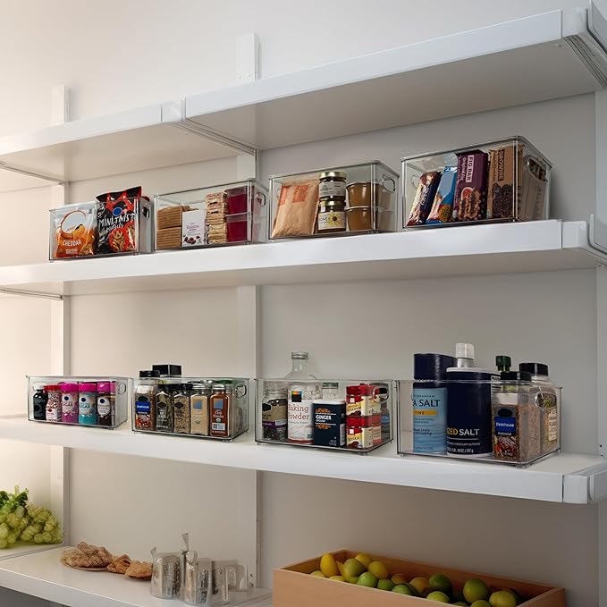 CLEARSPACE Plastic Pantry Organization and Storage Bins with Lids - Perfect Kitchen Organization or Kitchen Storage - Fridge Organizer, Refrigerator Organizer Bins, Cabinet Organizers