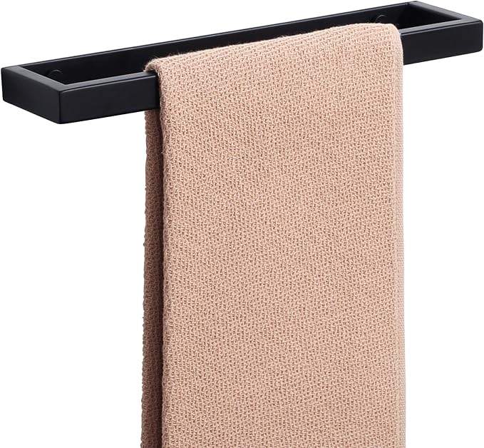 Alise 12 Inch Hand Towel Holder Black Towel Bar for Bathroom Wall Mounted | Towel Rack for Bathroom Lavatory,SUS304 Stainless Steel Towel Rail for Bath Kitchen,Self-adhesive or Drilling Mount