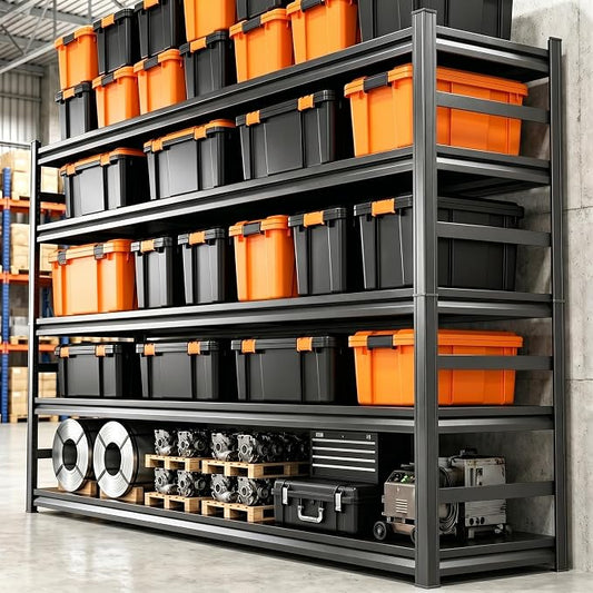 Garage Shelving, Heavy Duty Storage Shelves with Anti-Fall Rails | 3500 LBS metal shelving with Adjustable Industrial Steel Rack for garage, basement, pantry, kitchen and warehouse storage