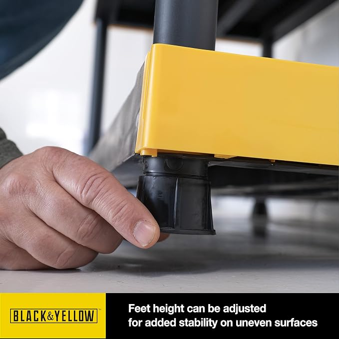 CX Heavy Duty 4-Tier Garage Storage Shelves + 4-pack 27-Gallon Bins & Lids | Garage organizing system with 4-tier shelf + 4 plastic 27-gal totes, 200 lbs/shelf, 50.1H x 48W x 20D, Black & Yellow