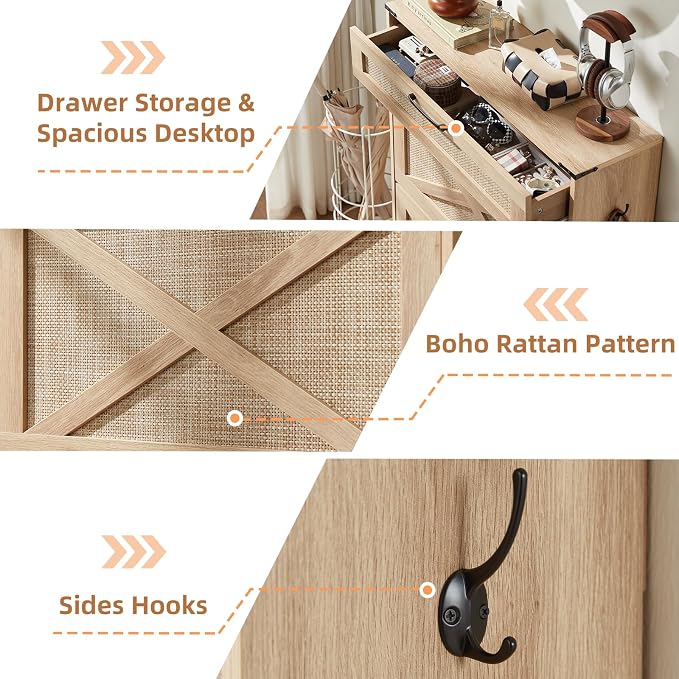 LEYAOYAO Shoe Cabinet Storage for Entryway with 2 Flip Drawers Rack Narrow Organizer Slim Hidden Wood Shoe Cabinet Furniture Natural Oak