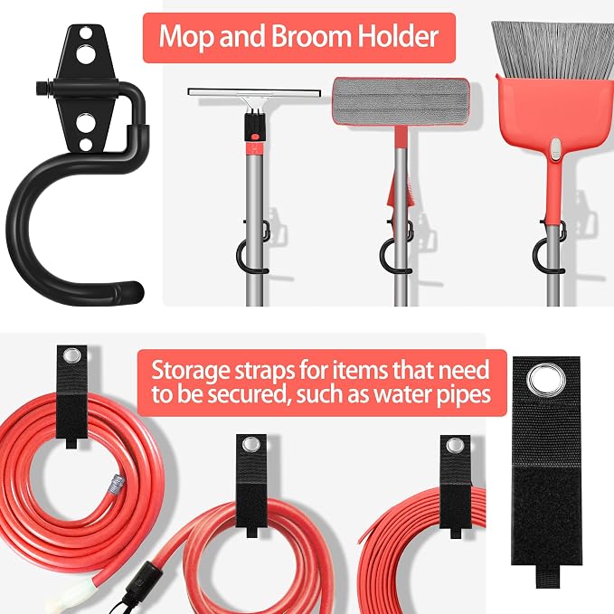 28 Pack Garage Hooks Heavy Duty with Non Slip PVC Coating | Garage Storage and Organization Ladder Hooks for Hanging Bike，Ladder，Garden Tools，Hose