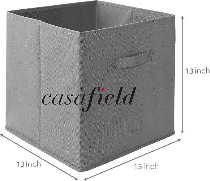 Casafield Set of 6 Collapsible Fabric Cube Storage Bins, Gray - 13" Foldable Cloth Baskets for Shelves, Cubby Organizers & More