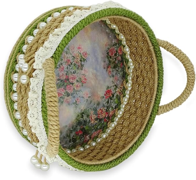 Zenpeace Wicker Small Basket, Suitable For Hand-Woven Basket with Handle In Bedrooms, Kitchens, Bathrooms and Living Rooms, for Organizing and Decorating Projects, Storage Various Items and Keys
