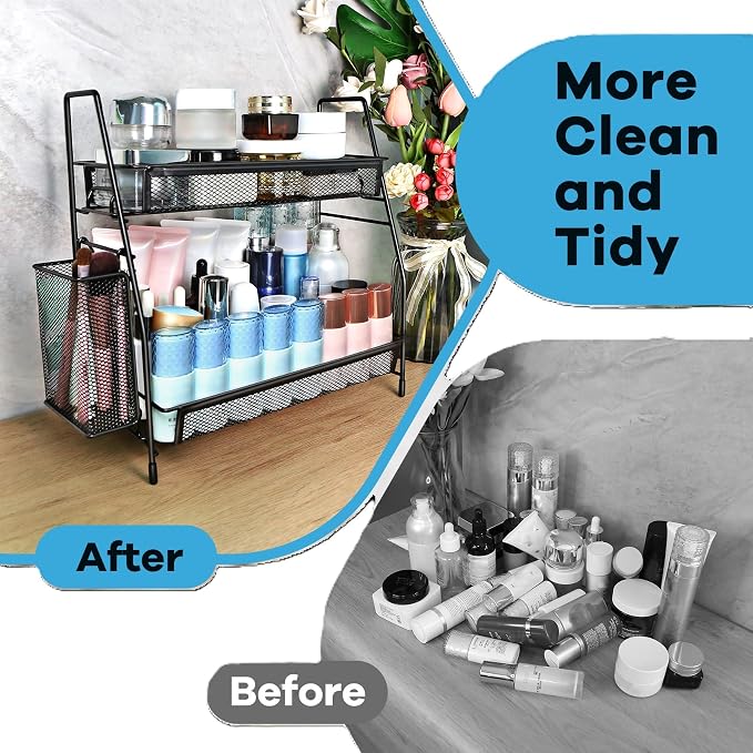 SPISPI Bathroom Organizer Countertop, Spice Rack Organizer for Cabinet,Bathroom Counter Organizer, Kitchen Countertop Organizer