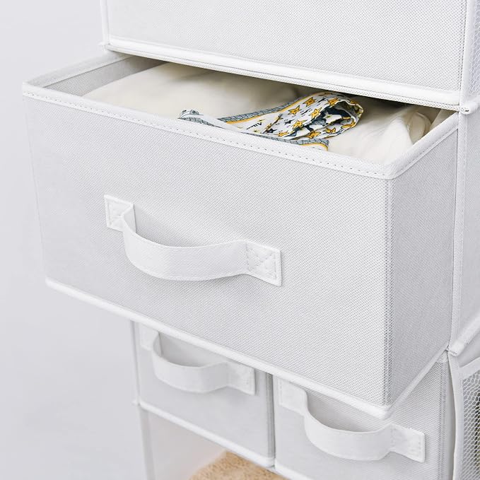 GRANNY SAYS 6-Shelf Hanging Organizer for Closet, Separable to 2 Pack 3-Shelf Hanging Shelves, Organization and Storage with 3 Different Drawers, 4 Side Pockets, White, 1-Pack